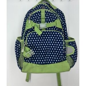 Pottery Barn kids navy blue polkadot backpack (17 in)